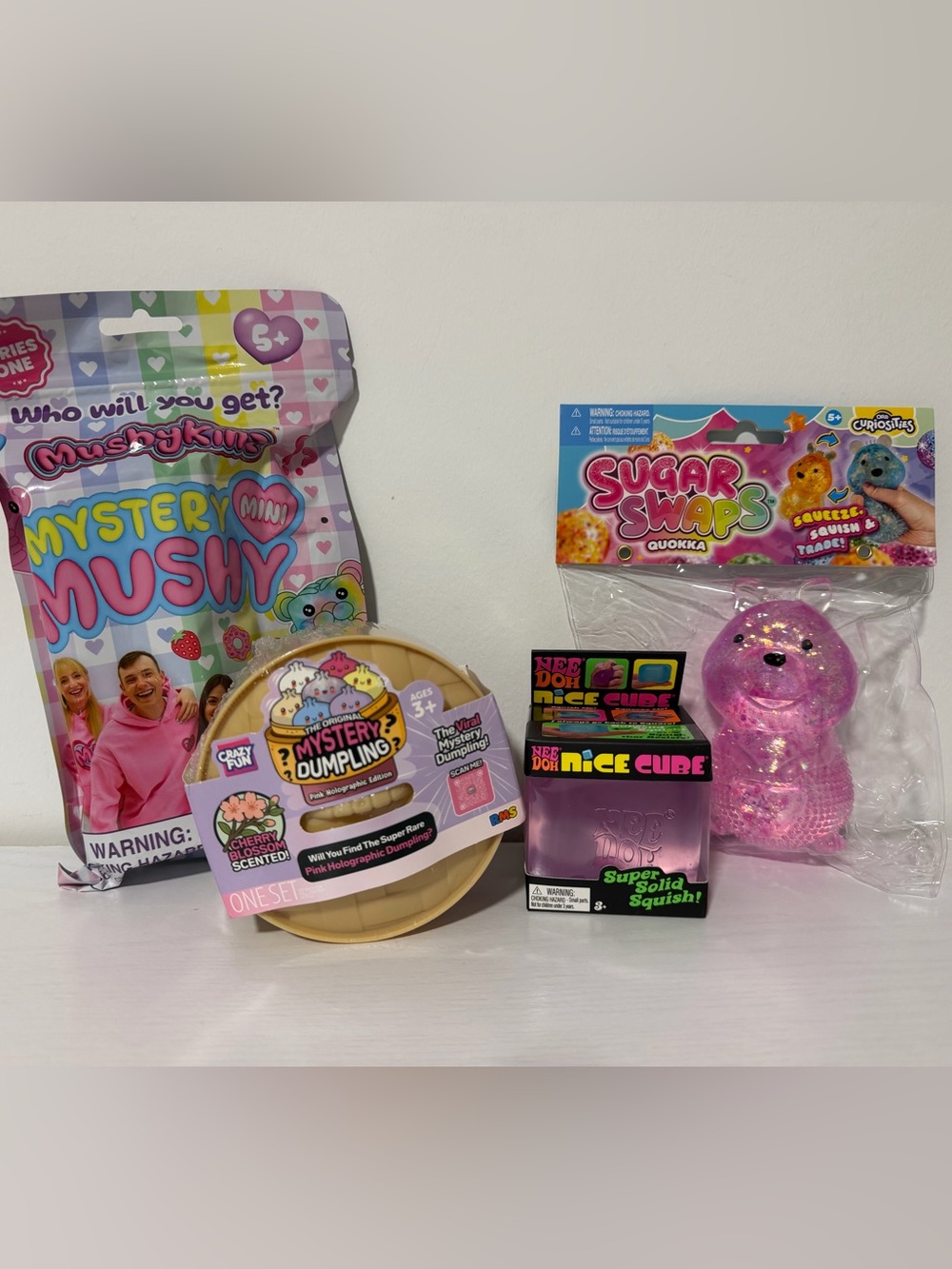 Squishy Toy Lot| RMS Cherry Blossom Dumpling, NeeDoh, Sugar Swaps, Mushykinz